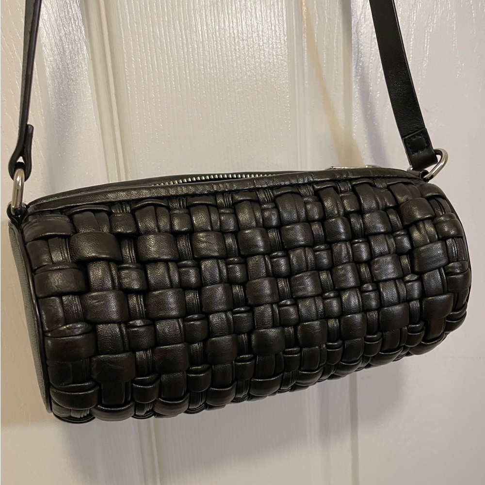 COS Black Woven Braided Barrel Bag